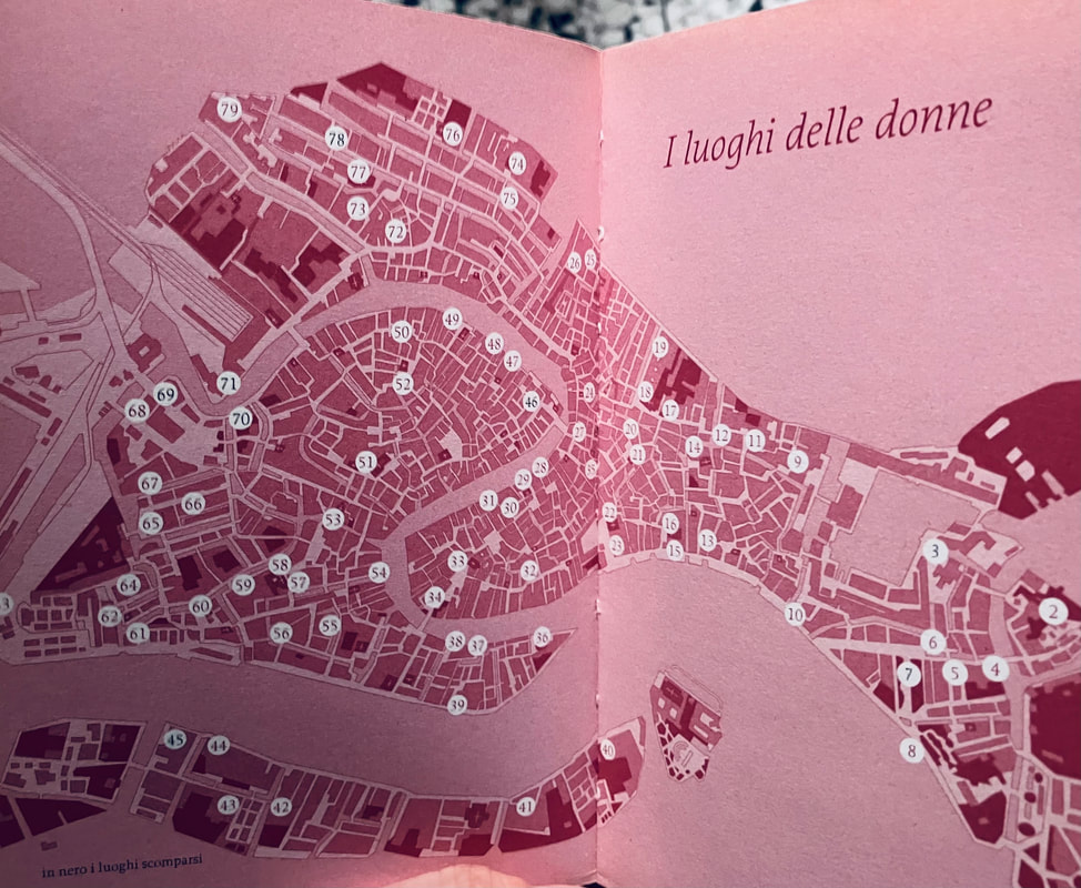 Map of Venice in tones of red
